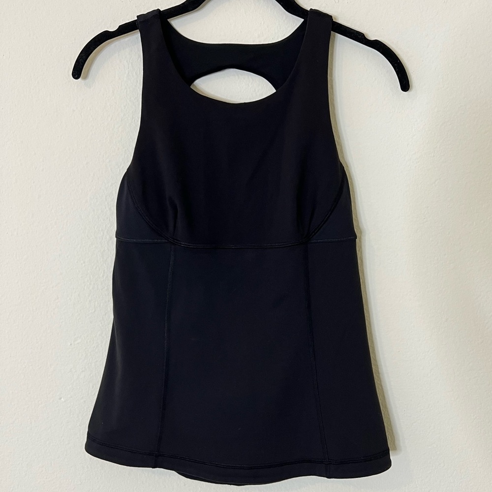 Lululemon Women's Black Logo Open Back Shelf Bra Fitness Tank Top